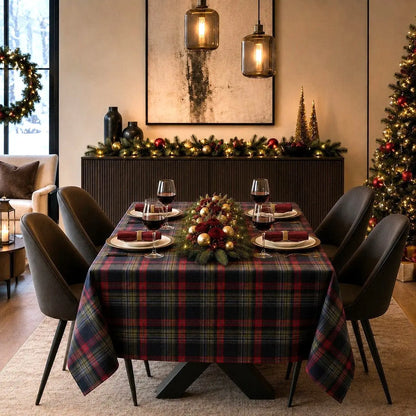 Nappe de Noël à Carreaux - Rectangulaire ou Ronde