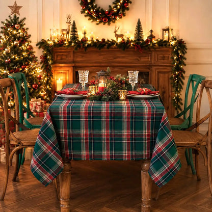 Nappe de Noël à Carreaux - Rectangulaire ou Ronde