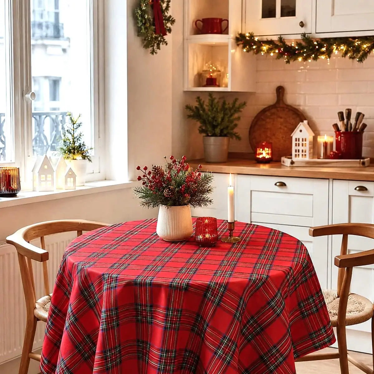 Nappe de Noël à Carreaux - Rectangulaire ou Ronde