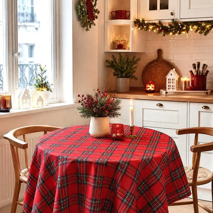 Nappe de Noël à Carreaux - Rectangulaire ou Ronde