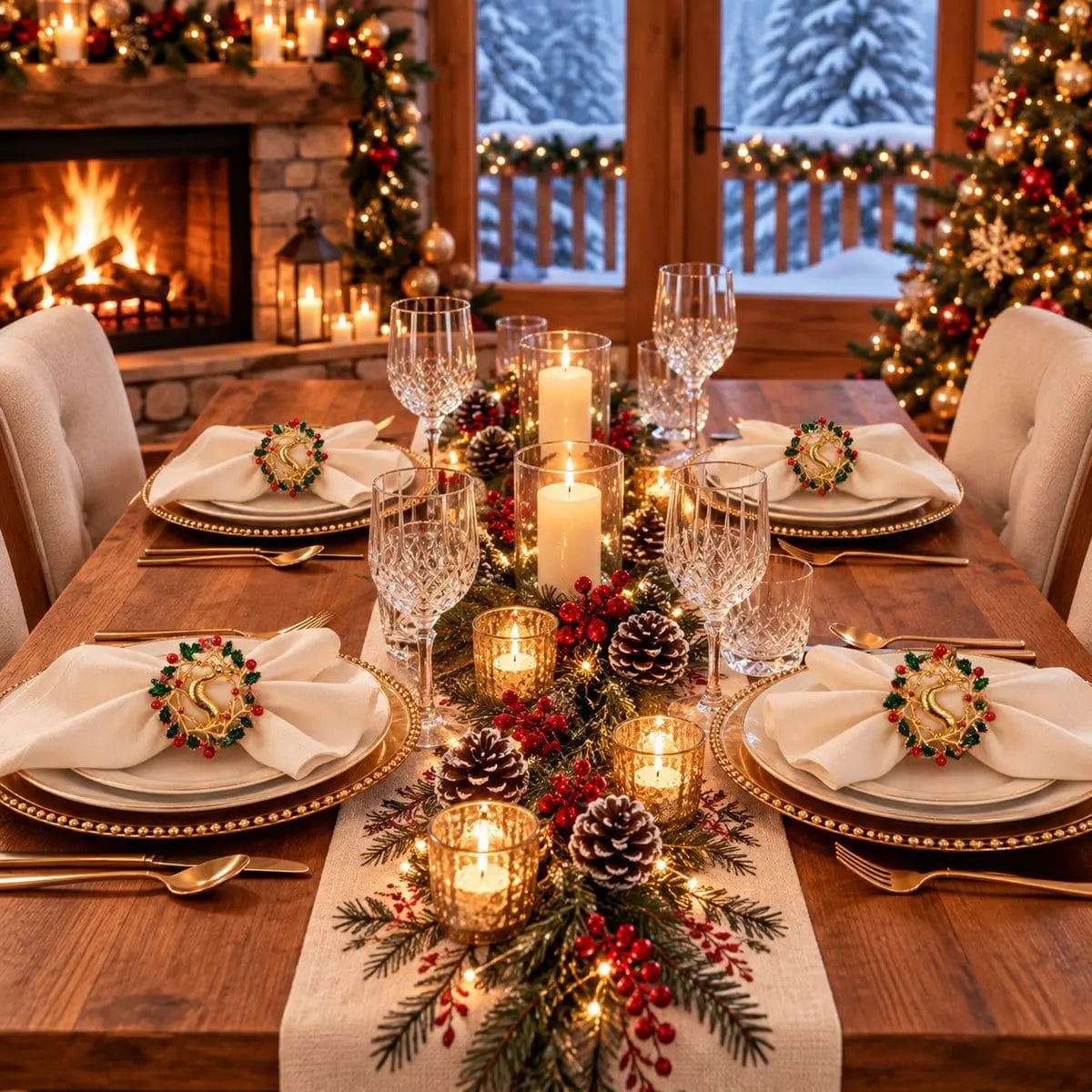 Rond de serviette de Noël – Lot de 4